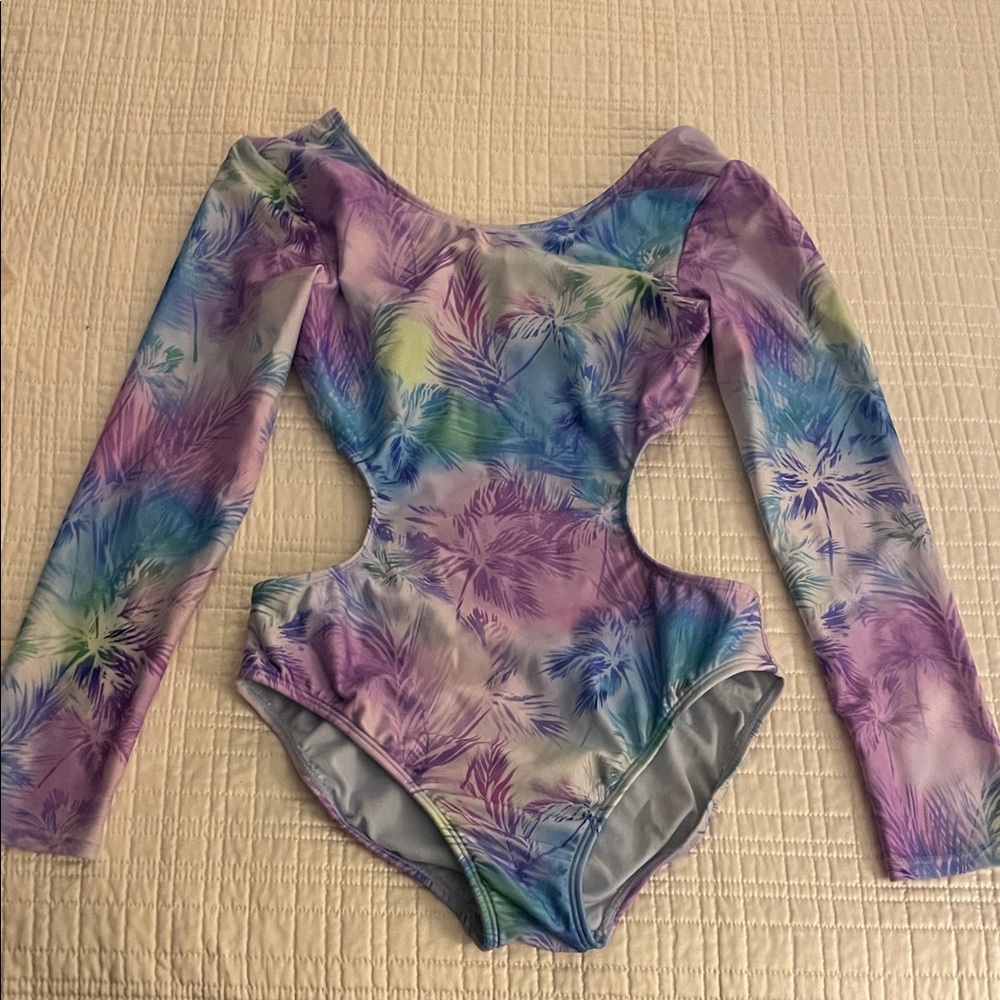 Colorful Long Sleeve Cutout Swimsuit